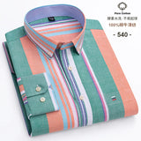 100-Cotton-Oxford-Men-s-Shirts-Long-Sleeves-Plaid-Soft-Regular-Fit-Formal-Dress-Shirt-Pocket