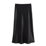 MUJER Woman 2025 Satin Skirt Women High Waist Long Skirts For Women Summer Black Midi Skirt Woman Office Elegant Women's Skirts 4