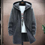 Men's Cardigan Cashmere Long Coat Sweaters with Hoods 3