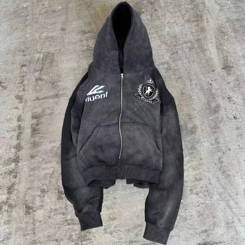 Y2K American retro fashion men sportswear alphabet embroidery zipper hoodie Harajuku street Goth loose couple women casual pants 5