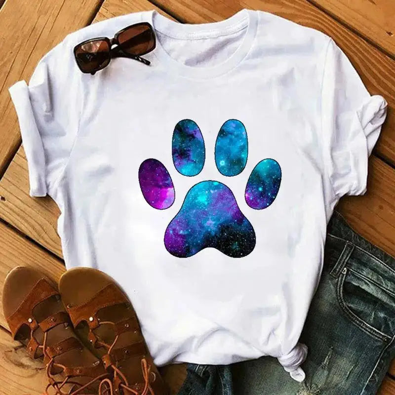Unisex Colorful Heart & Paw Print T-Shirt