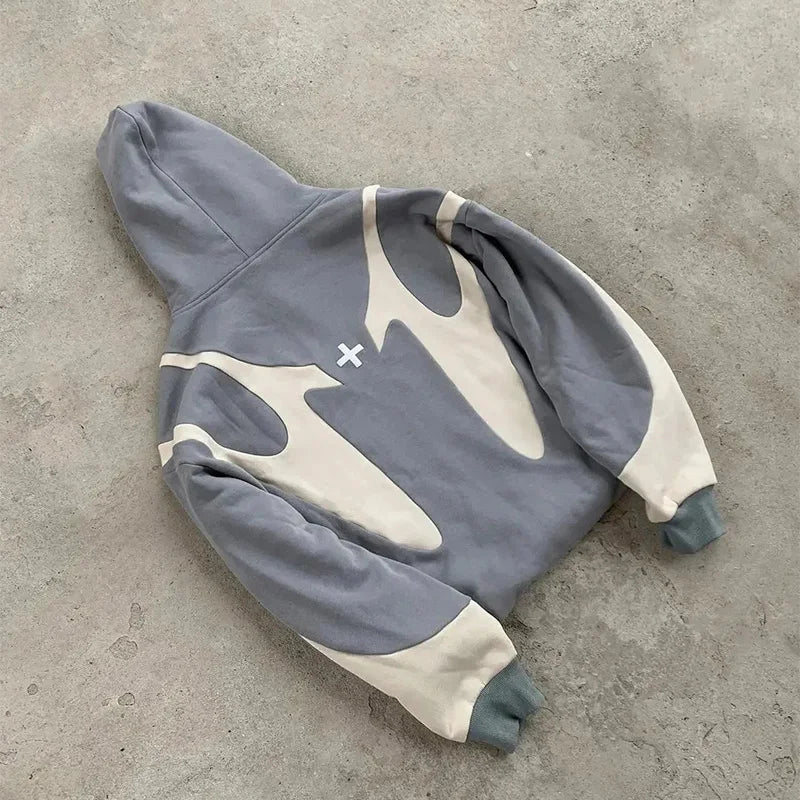 American  Retro Letter Printed Devil Pattern Hoodie Y2k Harajuku Casual Couple Zipper Hoodies Sweatshirt Fashion Street Clothing 2