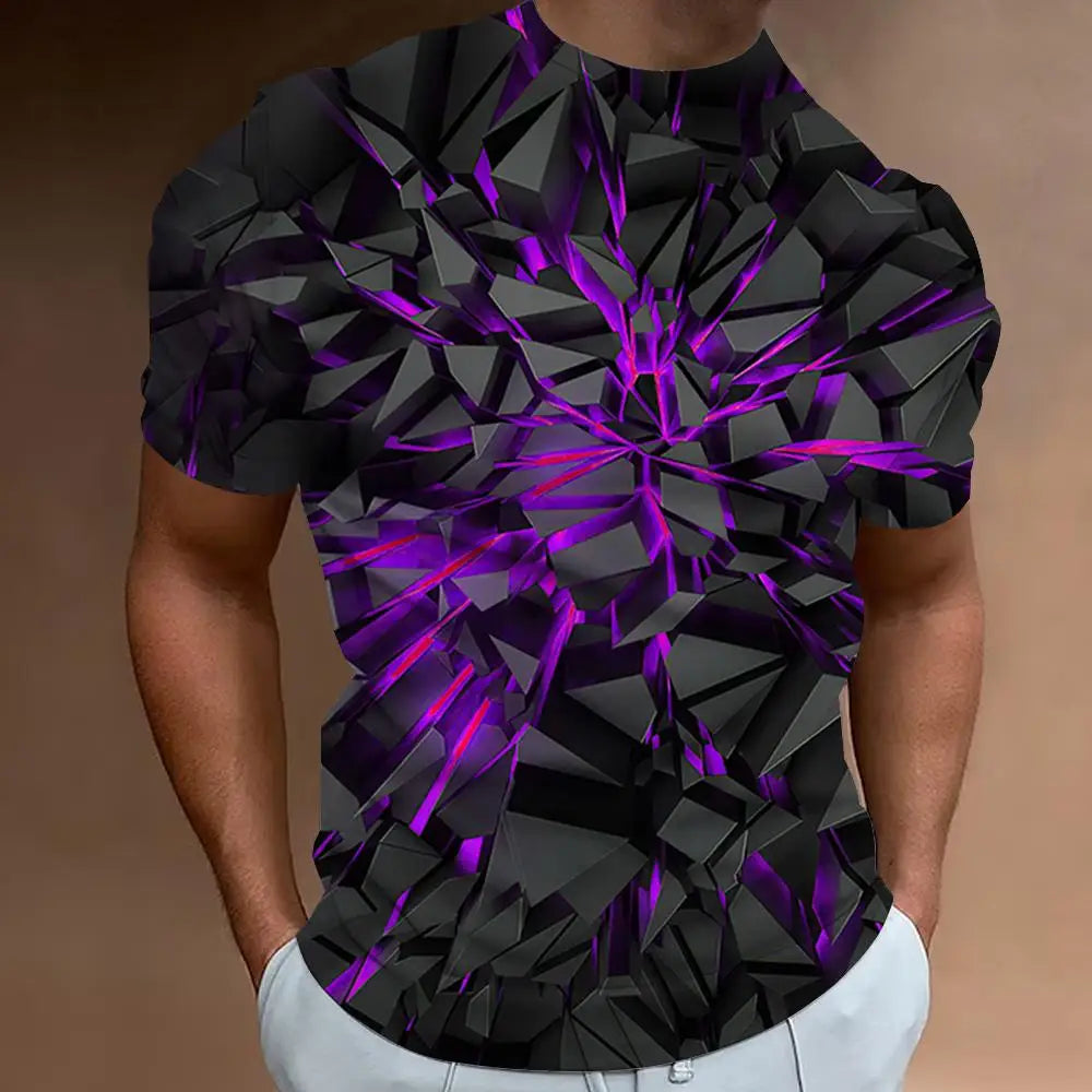 Men’s 3D Line Print Streetwear Tee
