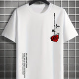 Men's Cotton Rose Print Casual T-Shirt