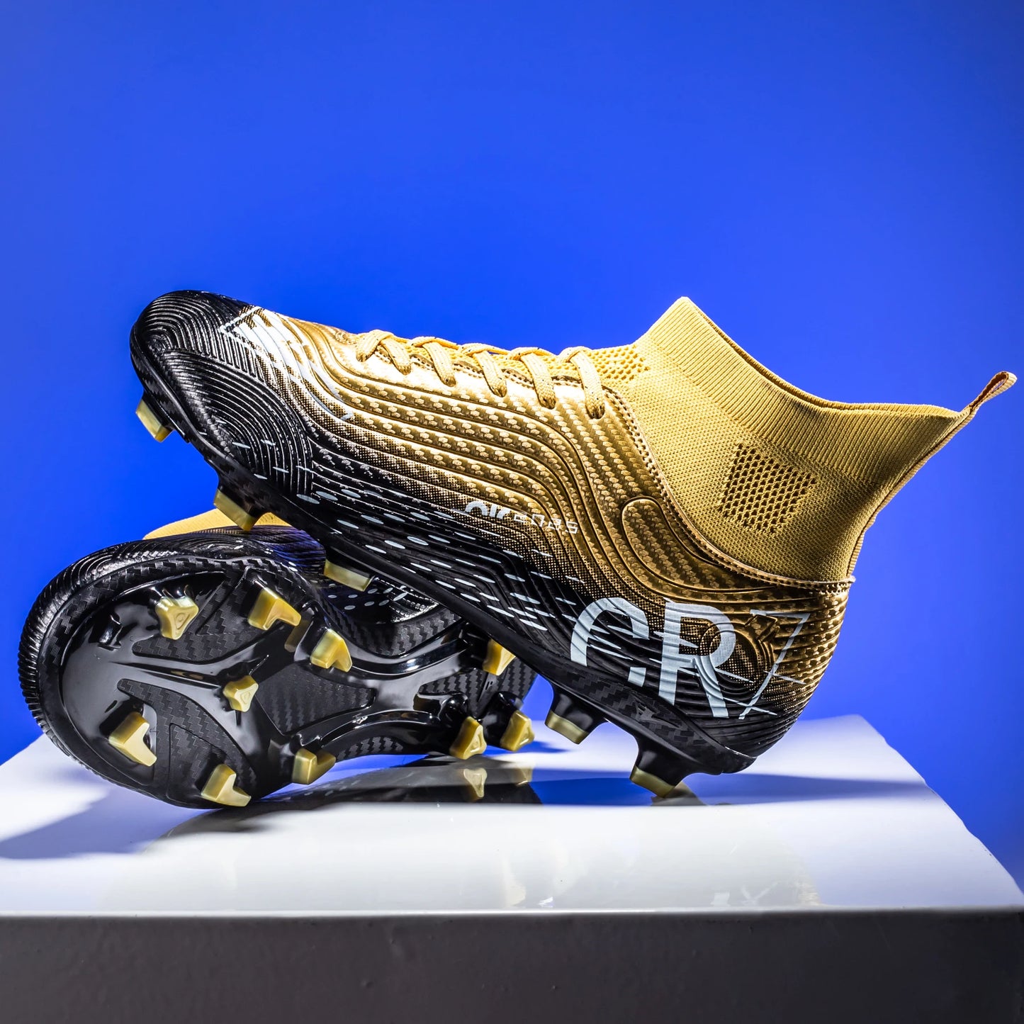 Football Cleats Men, Indoor Outdoor High Top Soccer Shoes Lightweight Shock Resistant Training Boots, Anti-collision Shoe Toe 5