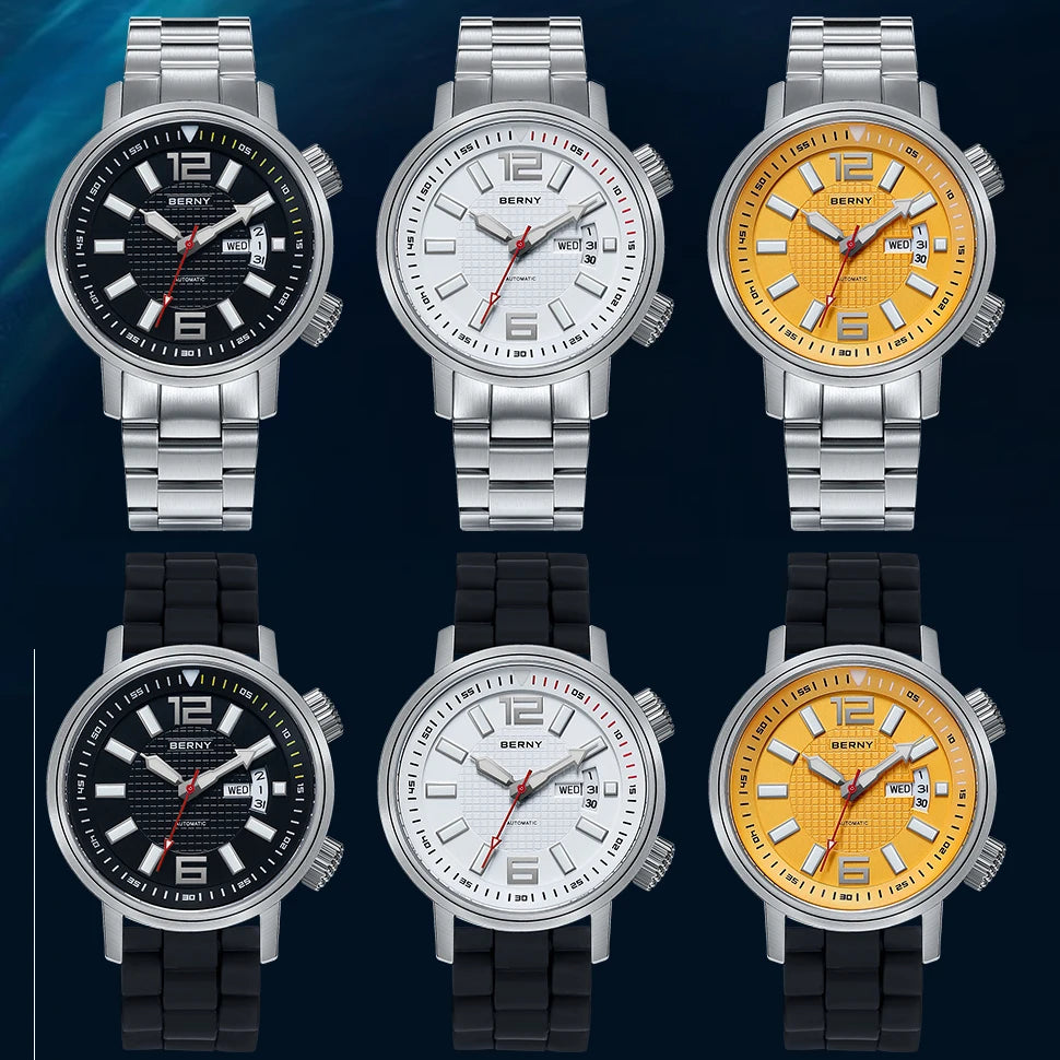 Miyota 8205 20ATM Diver Automatic Mechanical Watch Men Waterproof Wristwatch Swimming Self Winding Watch 5