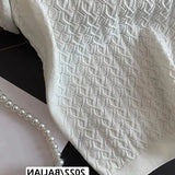 Ice Silk Polo Shirt Knitted Short Sleeve T-Shirt Summer Chic Thin Unique Jacquard Women Tops 2025 Korean Style Women’s Clothing 3