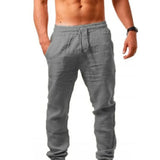 Men's Linen Pants Summer Male Breathable Linen Trousers Sweatpants 4