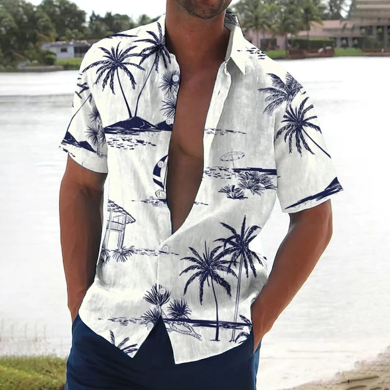 2025-Summer-Animal-Crane-Men-Hawaiian-Shirt-3d-Plant-Shirt-For-Men-Flower-Print-Plus-Size