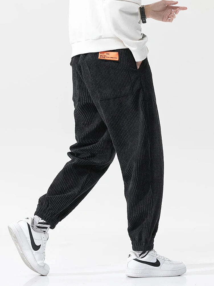 Baggy Corduroy Harem Pants Men | Solid Color Loose Sweatpants | Winter Casual Trousers 3