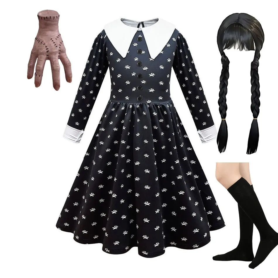 Kids' Wednesday Inspired Ruffle Dress