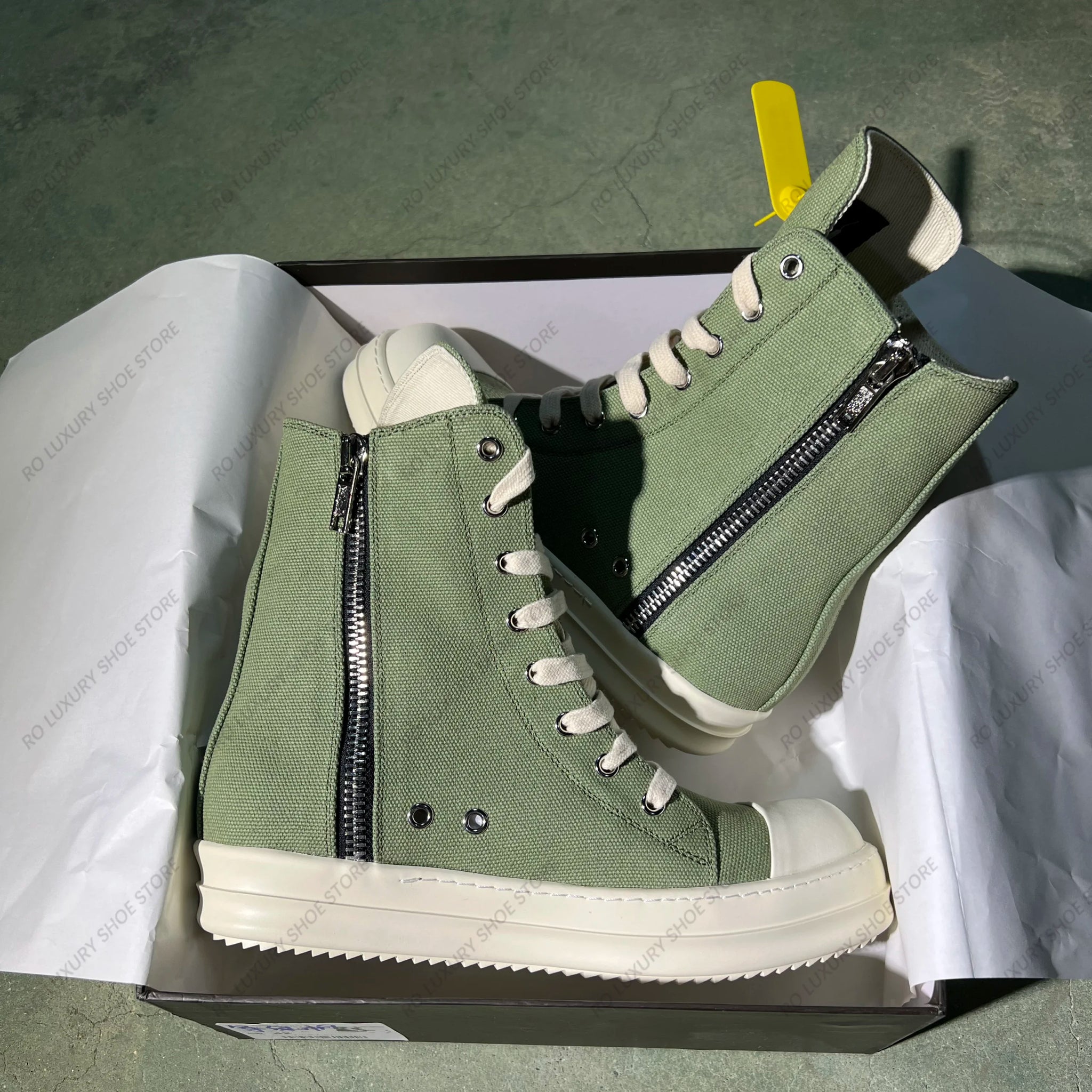 Brand Casual High Top Army-Green Canvas Designer Men Shoe Roman New Fashion Quality Making Street Platform Luxury Women Sneaker 3
