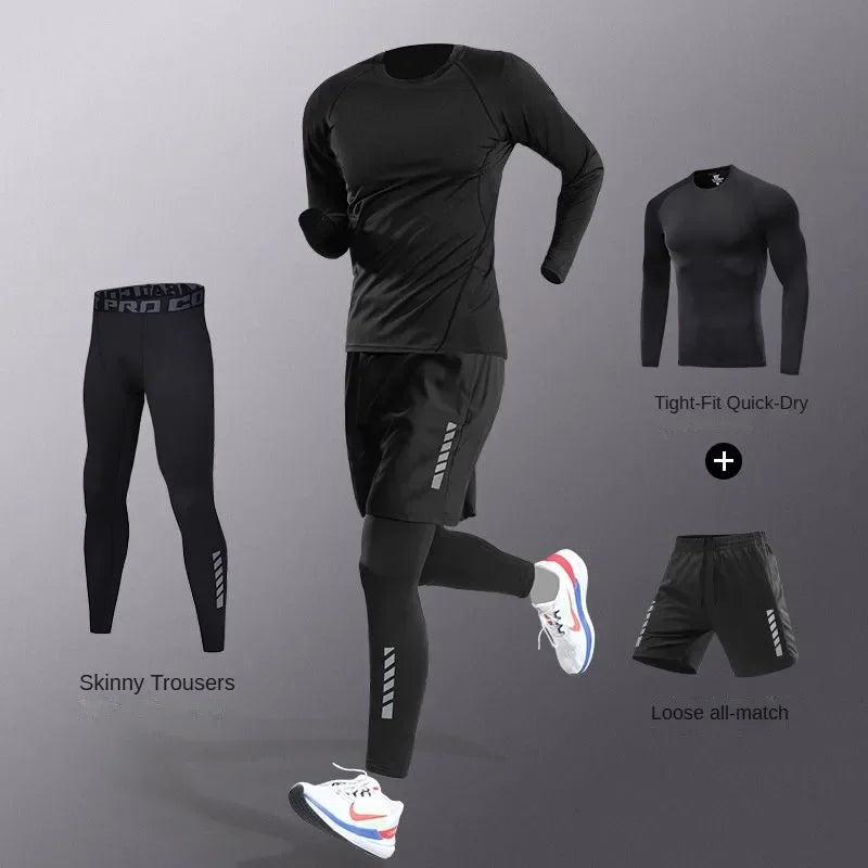 3-7Pcs Men's Ice Fiber Quick-Dry Running Fitness Full Set/Suit Tracksuit For Marathon, Training Cycling，Jogging,Gym， sweatpants 4