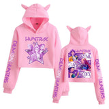 Kpop Demon Hunters Fanmerch Mira Rumi Zoey Huntrix Crop Tops Cat Ears Sweatshirt Long Sleeve Girls Fashion Hoodie 3