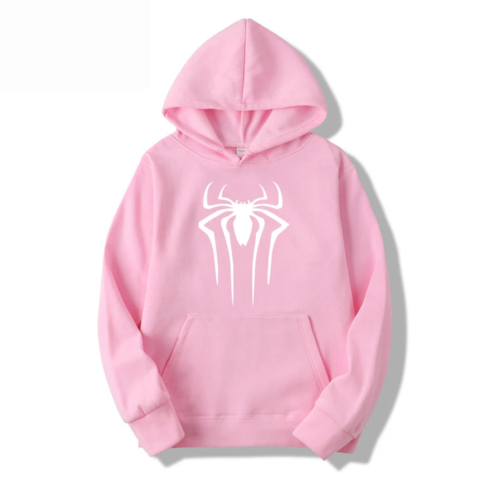 Fashion brand Men's Hoodie Casual Hoodie Sweatshirt Men's/Women's top Solid color printed spider hoodie sweatshirt
