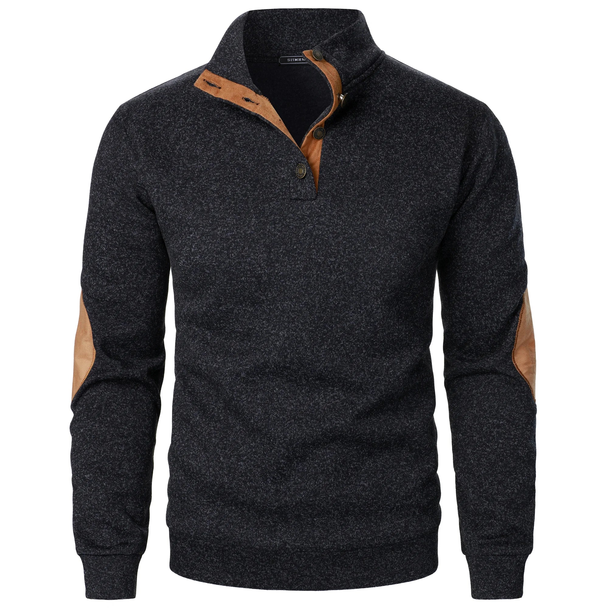 Autumn and winter men's stand collar long sleeve casual knitted sweater top 2