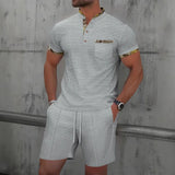 Men’s Summer Waffle-Knit Zip Lapel Set