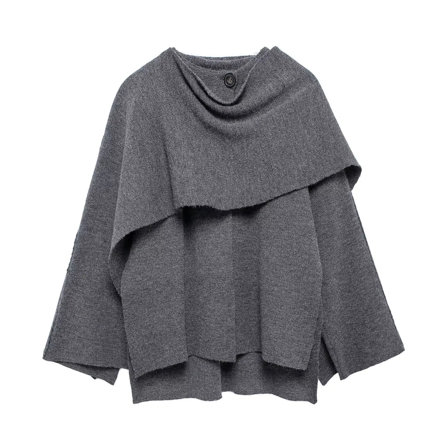 Scarf-Accent Woolen Overcoat