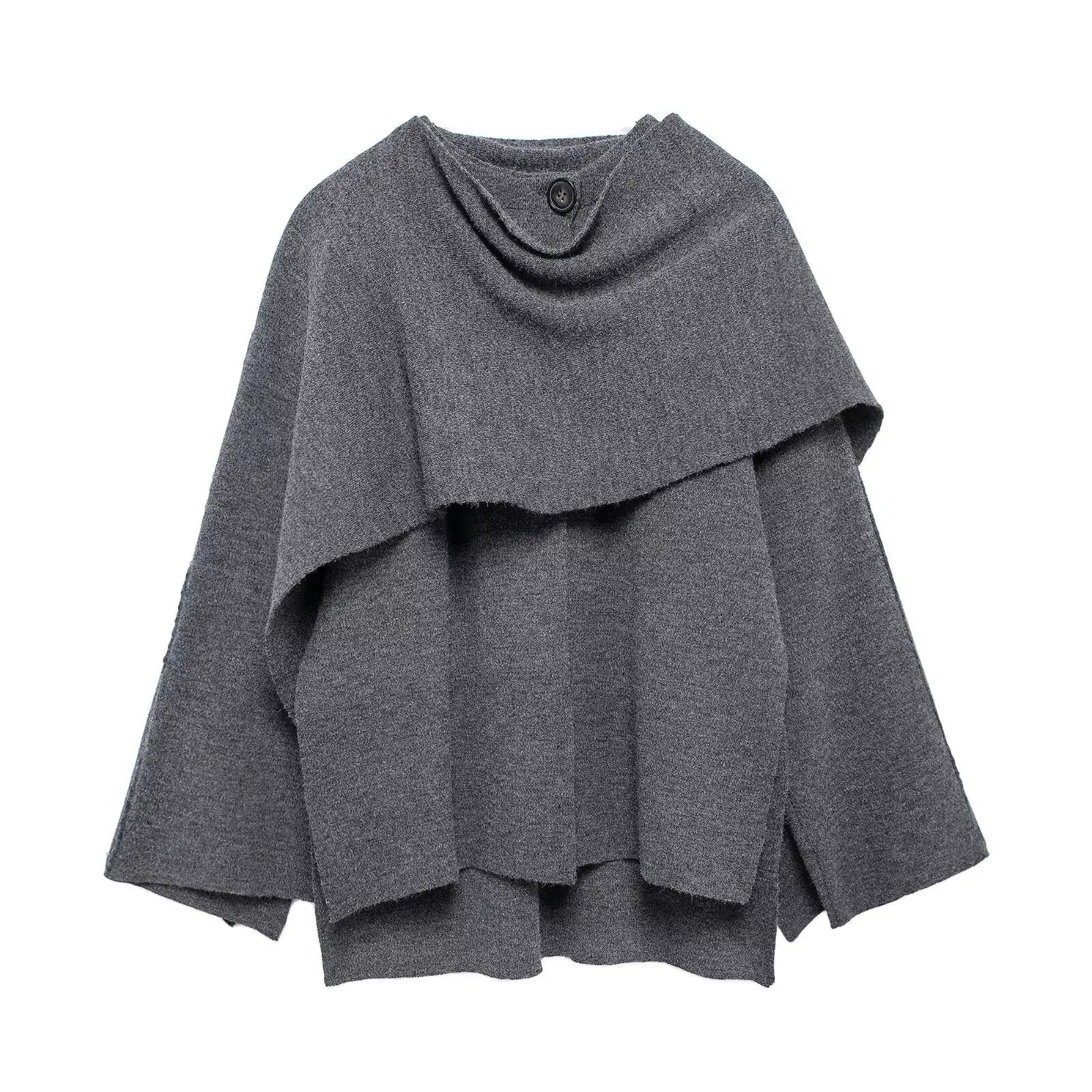 Scarf-Accent Woolen Overcoat