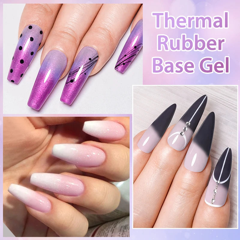Mtssii 7ml Changing AurorasThermal Rubber Base Gel Nail Polish Nude Purple Glitter Sparking Long Lasting Manicure Art Varnish 4