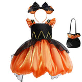 Girls' Halloween Pumpkin Witch Princess Dress