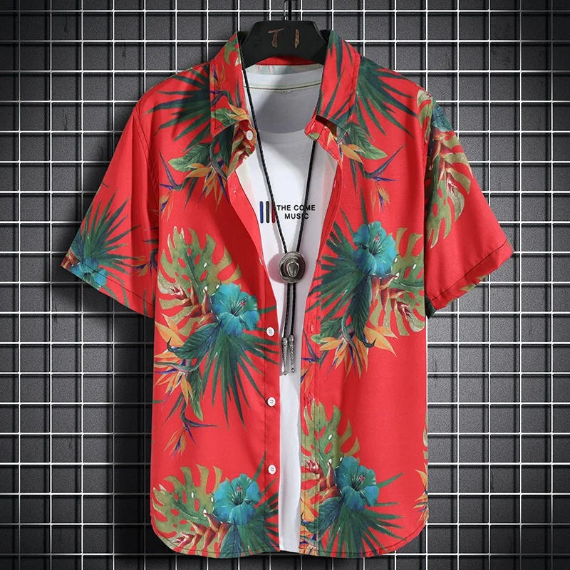 Hawaiian-beach-shirts-Men-s-short-sleeved-casual-shirts-Seaside-vacation-quick-drying-clothes-Loose-floral