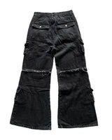 Gothic Harajuku Y2K Multi-Pocket Washed Black Jeans - Men's Loose Wide Leg Drag Pants, 90s Hip Hop Streetwea 2