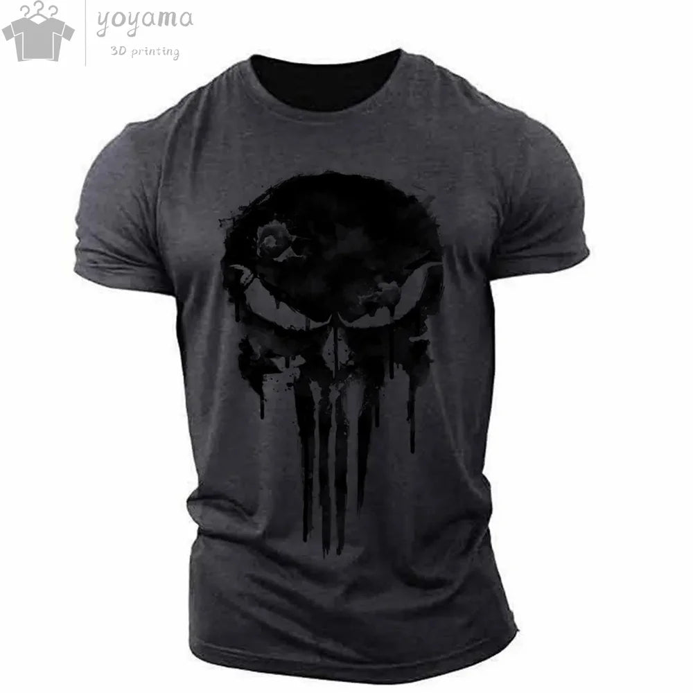 Men's T Shirt 3d Print Military Patriotic Skull O-Neck T Shirt Oversized T-Shirt Short-Sleeved Tee Sportswear Men's Clothing Top 3