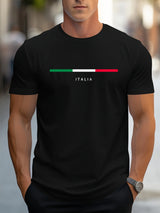 Men's summer 100 cotton fashionable casual loose plus size ITALIA pattern printed sports round neck short sleeved T-shirt top 4