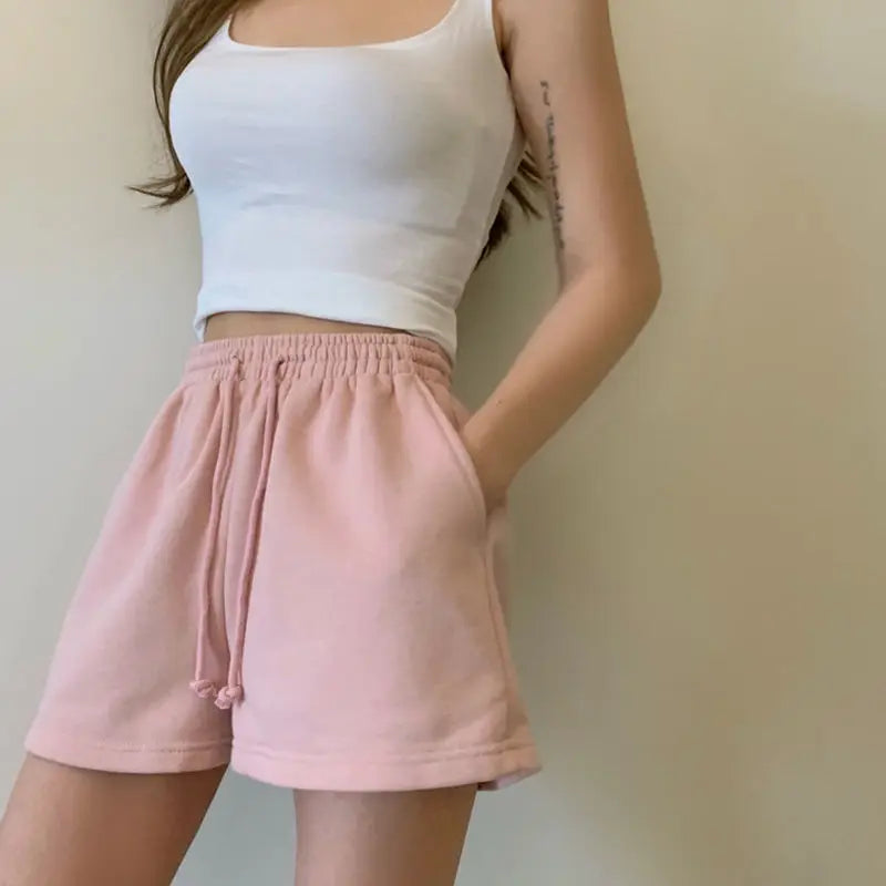 Women Shorts Solid Cozy Simple Casual Loose Hipsters Running Breathable All-match Streetwear Hot Teens Wide Leg Bottoms Summer 3