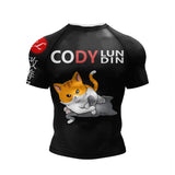 Cody Lundin Short Sleeve Pink Mens Jiu Jitsu BJJ No Gi Rash Guard Sublimation Men Running Training T-shirts Strech Fitness Tees