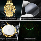 Men's Watches Top Brand Luxury Original Waterproof Quartz Watch for Man Gold Skeleton Style 24 Hour Day Night New 5