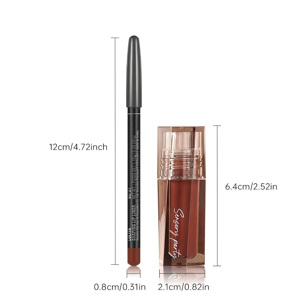 Hydrating Lip Gloss & Lip Liner Set - Define Your Lips with 3D Precision,Perfectly Versatile for Every Makeup Style 6