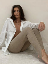 Tossy-Beige-Ribbed-Knit-Leggings-Women-High-Waist-Cotton-Fitness-Basic-Pants-Casual-Spring-New-All