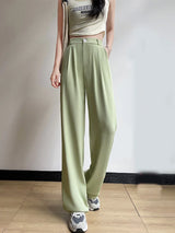 New-Women-Pants-Fashion-High-Waist-Stright-Long-Wide-leg-Suit-pants-Female-Casual-Spring-Summer
