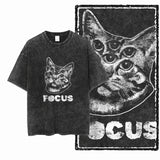 COOLMIND DB cat Printed Cotton Acid Washed Exclusive Graphic Unisex T Shirt Cool Streetwear Men Tshirts Big Size Tee for men