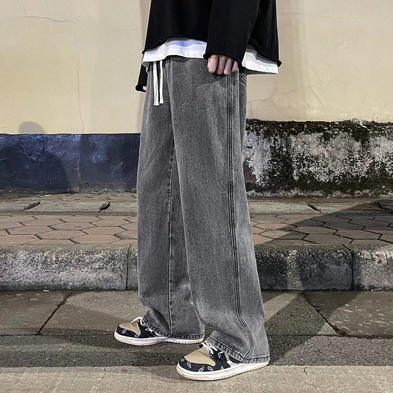 Korean Style Men’s Wide Leg Jeans
