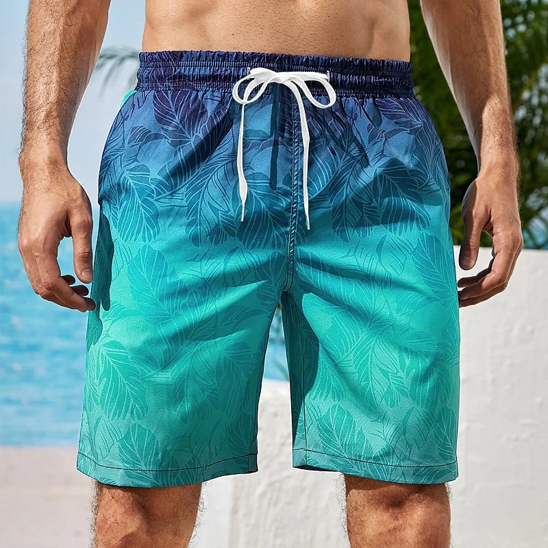 Gradient Graphic Beach Shorts For Men Colorful 3D Printed Board Shorts