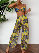 2024 Women's Print Three-Piece Bikini with Long Pants Swimsuit 5