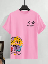 Casual Men's "Be Kind" Cartoon Print T-Shirt - Loose Fit Cotton 2