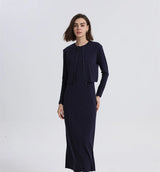 woman clothes zipper cardigan Maxi Length long dress nature fiber brand ribbing fabric clothing 3