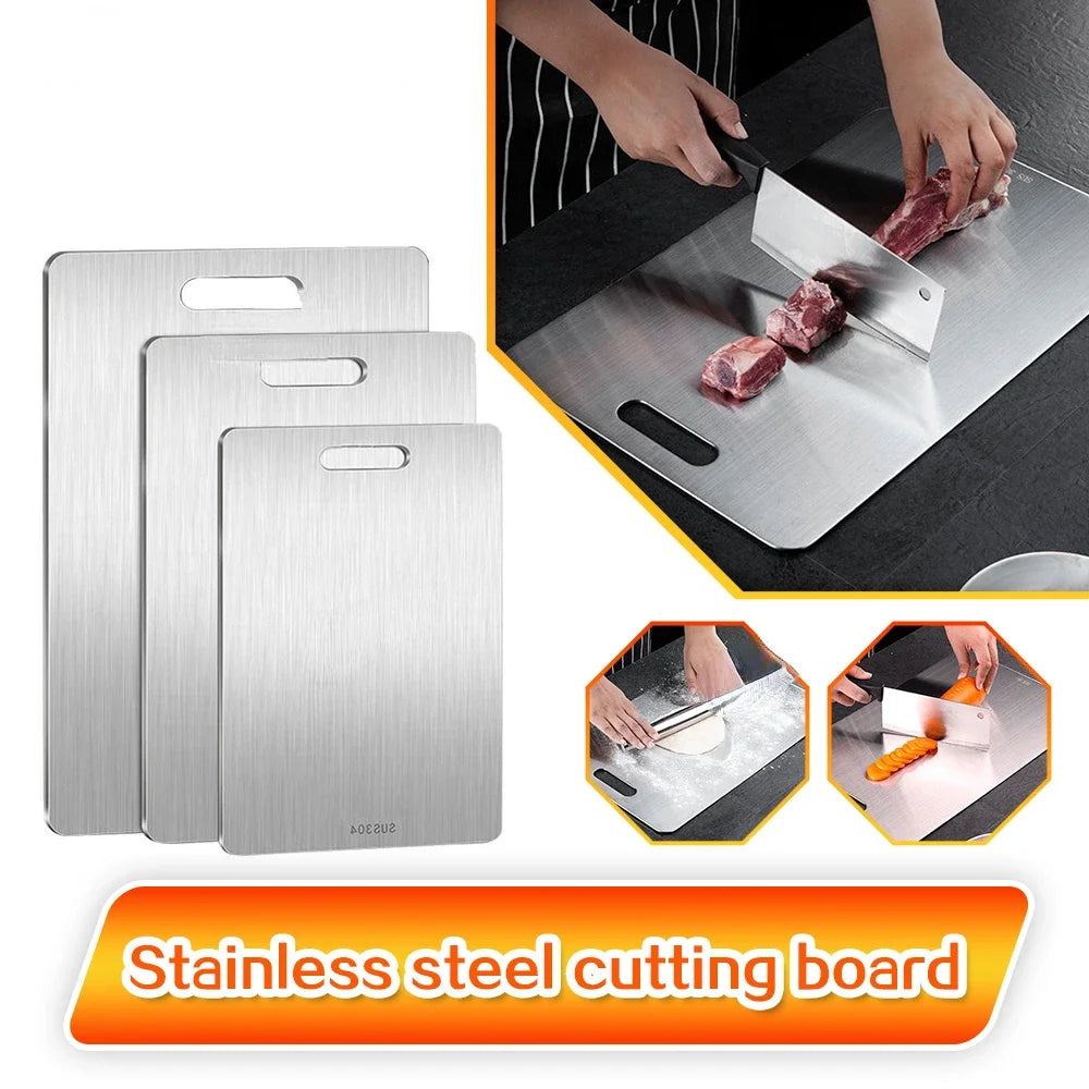 316 Stainless Steel Panel and Chopping Board Kitchen Household Thickened Double Sided Cutting Board Block Kneading Dough Boards 4