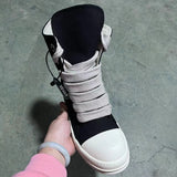 Designer Women Sneaker High Top Jumbo Lace Up Men Shoe Black Luxury Casual Street Canvas Shoe Zip Platform Flat Ankle Boot 2