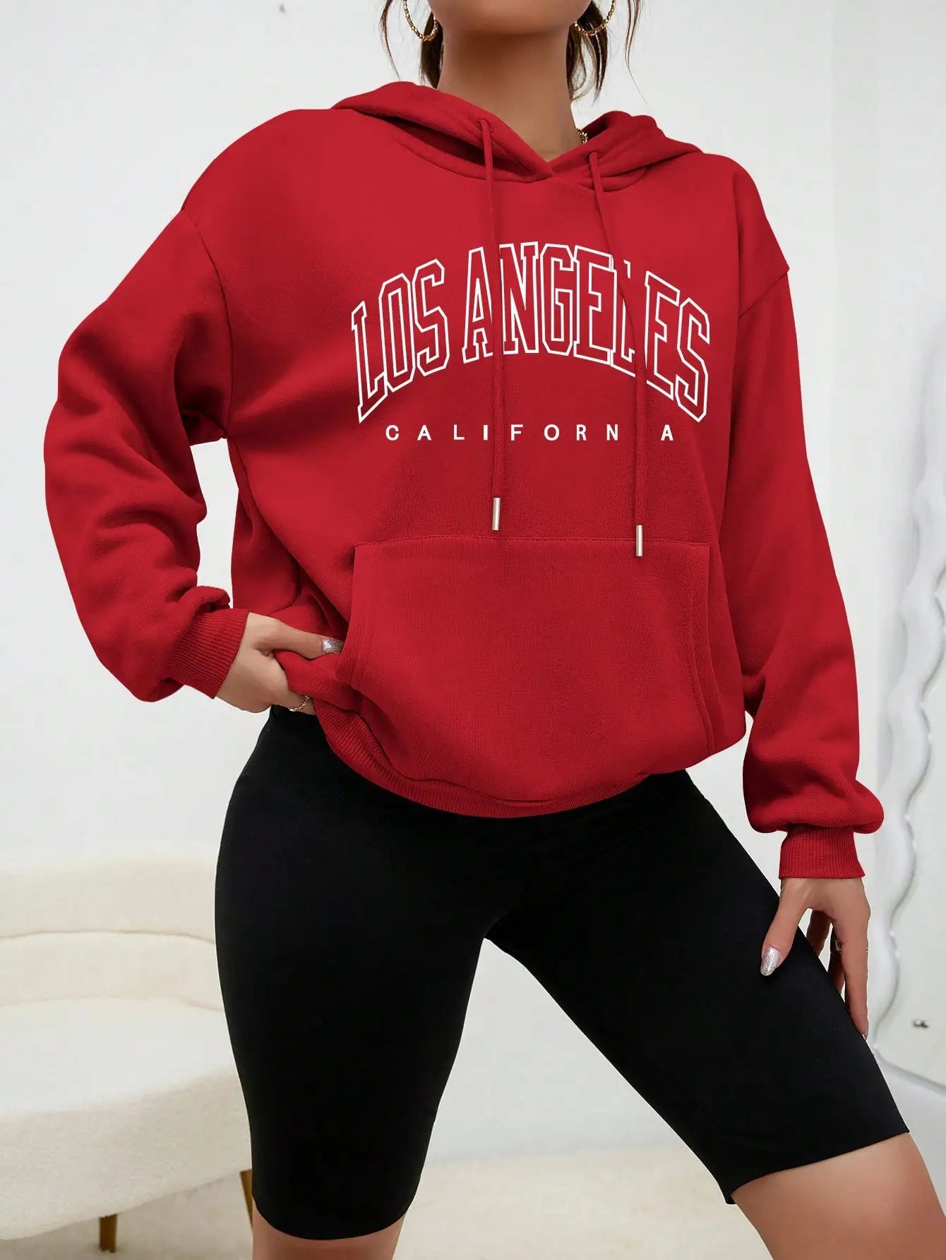Los Angeles Art Letter Design Women Hoodies American Style Casual Hoody Autumn Hip Hop Female Hoodie Casual Fleece Clothing 5