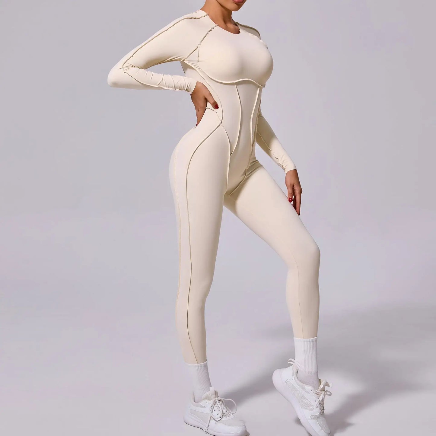 New Autumn/Winter Women's One-piece Yoga Jumpsuit Long-sleeved Sexy Backless Slim Fit Sports Outfit 2