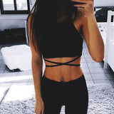 2024 Summer Crop Tops Blusa Women Sleeveless Sexy Bandage T Shirt Top Fashion Black Lace Up Tank Top Tumblr Ladies 2