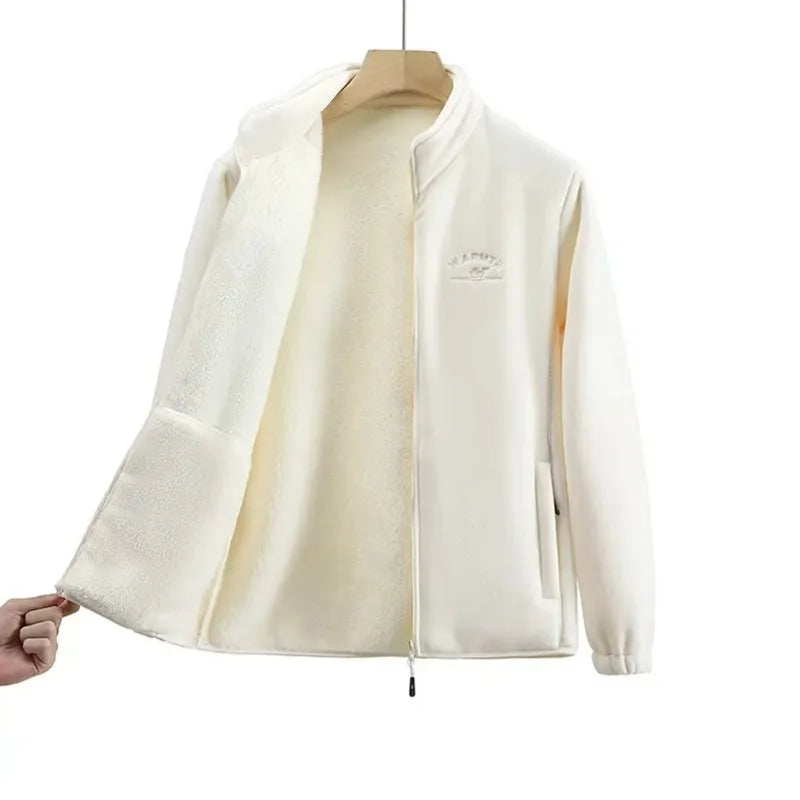 2026 Women's Wool Liner Coat Winter Loose-Fit Full Sleeve Polar Fleece Zipper Letter print Thickened Coat Cardigan Sporty jacket 3