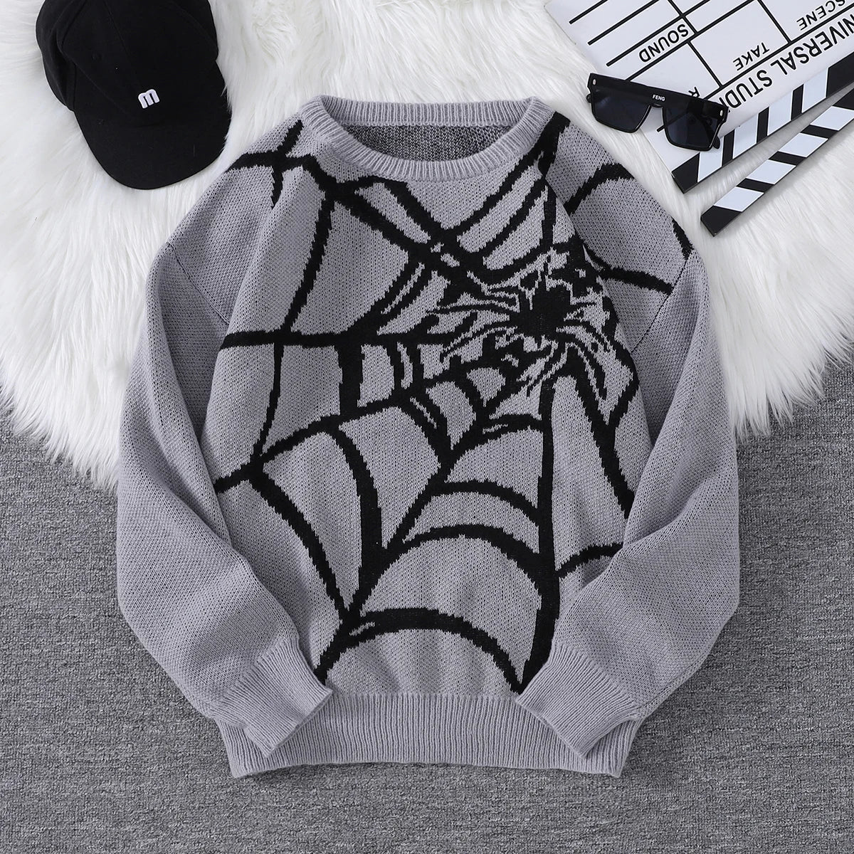 New-Popular-Autumn-and-Winter-Spider-Web-Jacquard-Pattern-Pullover-Sweater-Casual-Round-Neck-Knitted-Men