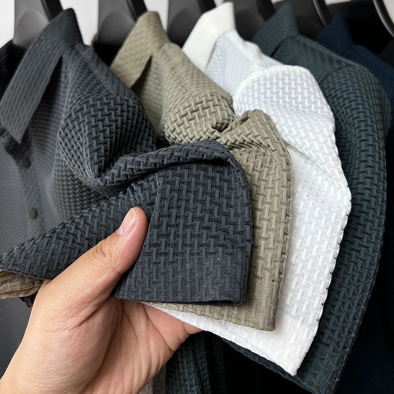 【High-quality】M-4XL Summer New Men's Short Sleeve T-shirt Cool and Breathable POLO Shirt 3