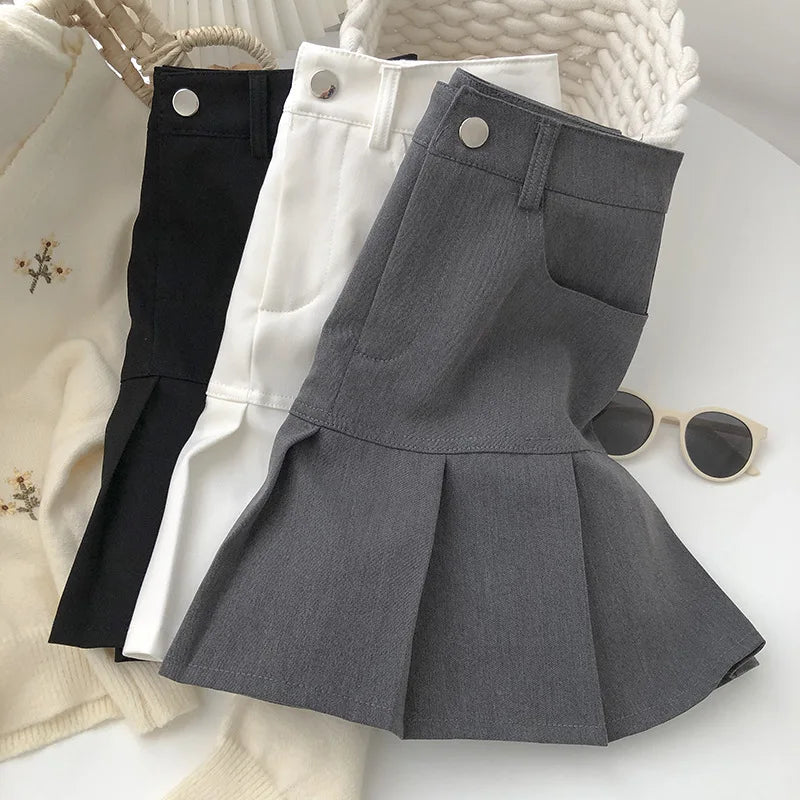 Y2K Vintage High Waist Pleated Skirt Women College Style Uniforms Safety Pants Mini Skirts Woman Korean Street Slim A-Line Skirt 4